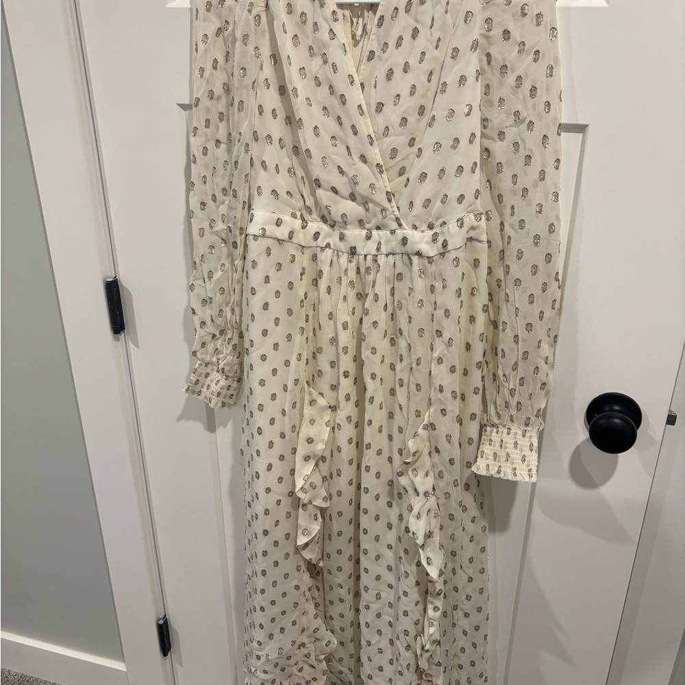 Jessica Simpson Cream Long Sleeve Polka Dot Maternity Dress